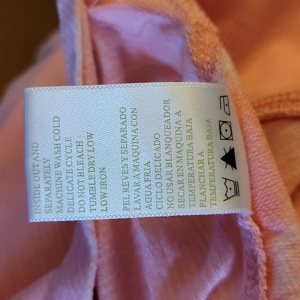 Green Tea long sleeve casual top light coral pink stripes round neck Large EUC … - Picture 9 of 9
